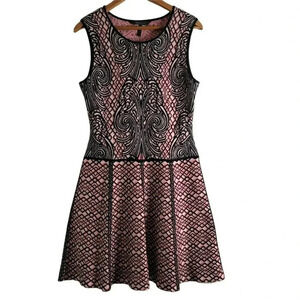BCBG MaxAzria size L skater Anne Jacquard knit Sweater Dress whisper Pink womens